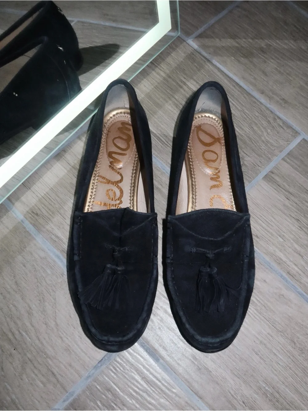 Sam Edelman Black Suede Tassel Loafers